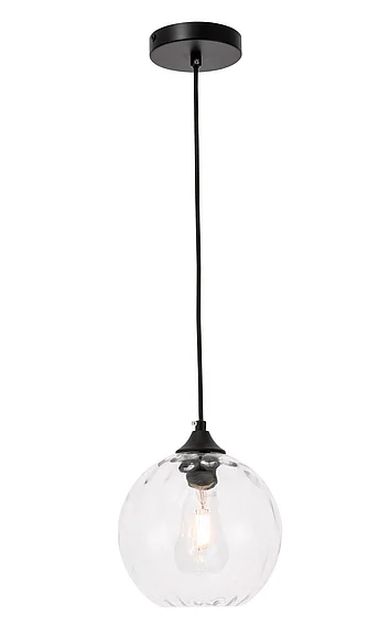 Elegant Cashel 1 Light Black and Clear Glass Pendant LD2281