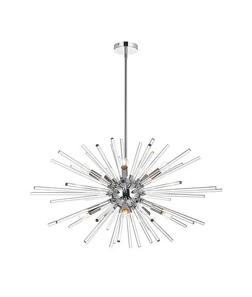 Elegant Sienna 36 In. Crystal Rod Pendant in Chrome 2502D36C