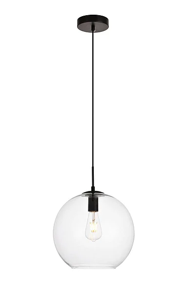 Elegant Placido Collection Pendant D11.8 H11.4 LT:1 Black and Clear Finish LDPD2114