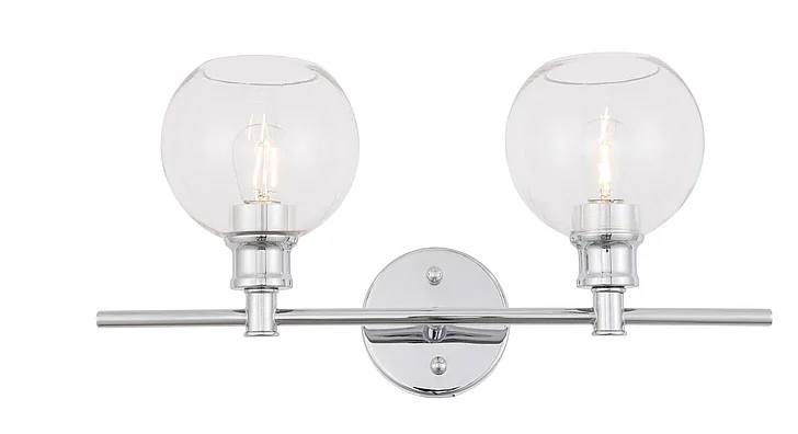 Elegant Collier 2 Light Chrome and Clear Glass Wall Sconce LD2314C