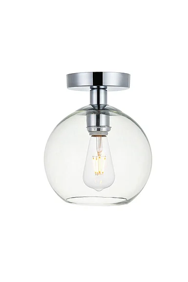 Elegant Baxter 1 Light Chrome Flush Mount with Clear Glass LD2204C