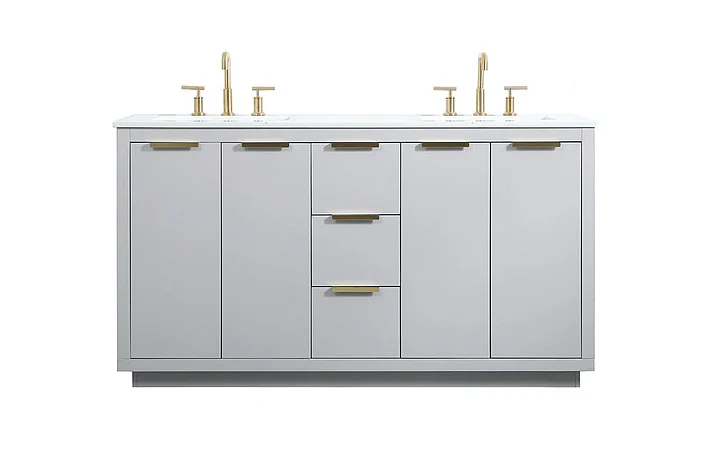 Elegant 60 In. Double Bathroom Vanity in Grey VF19460DGR CLOSEOUT