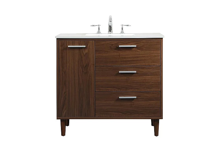 Elegant 36 In. Bathroom Vanity in Walnut VF47036MWT