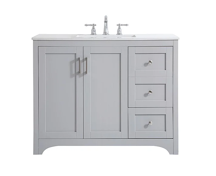 Elegant 42 In. Single Bathroom Vanity in Grey VF17042GR