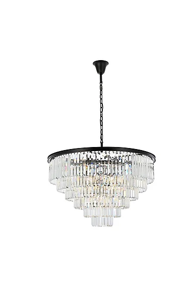 Elegant Sydney 33 Light Matte Black Chandelier Clear Royal Cut Crystal 1231D44MB/RC
