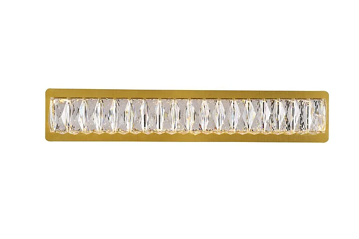 Elegant Monroe Integrated Led Chip Light Gold Wall Sconce Clear Royal Cut Crystal 3502W24G
