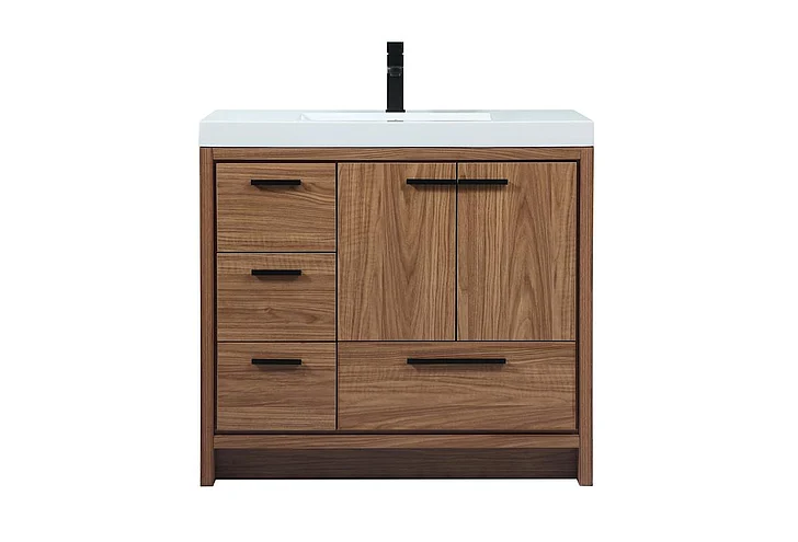 Elegant 36 In. Single Bathroom Vanity in Walnut Brown VF46036WB