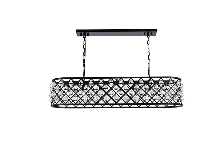 Elegant Madison 7 Light Matte Black Chandelier Clear Royal Cut Crystal 1215G50MB/RC