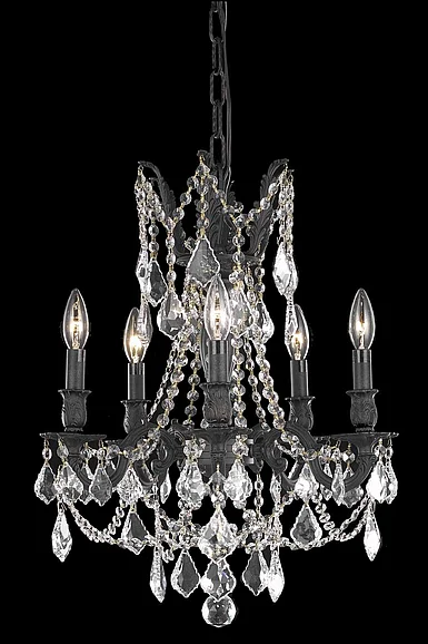 Elegant Rosalia 5 Light Dark Bronze Pendant Clear Royal Cut Crystal 9205D18DB/RC