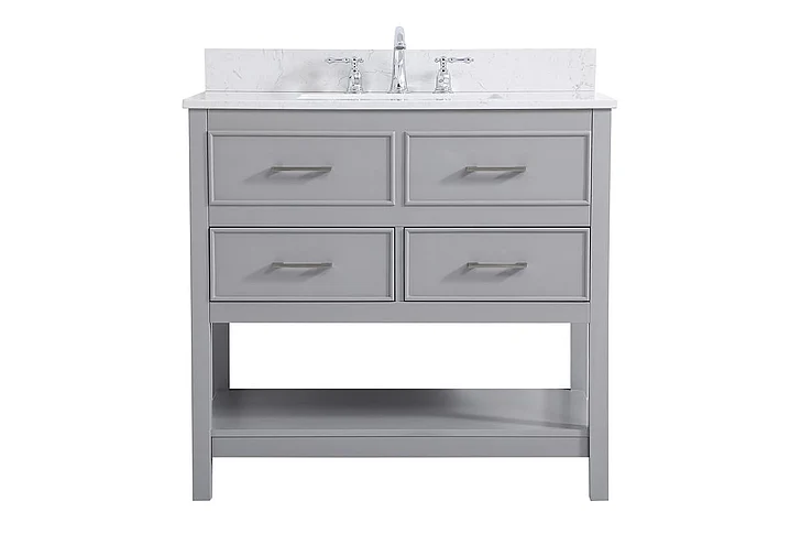 Elegant 36 In. Single Bathroom Vanity in Gray with Backsplash VF19036GR-BS