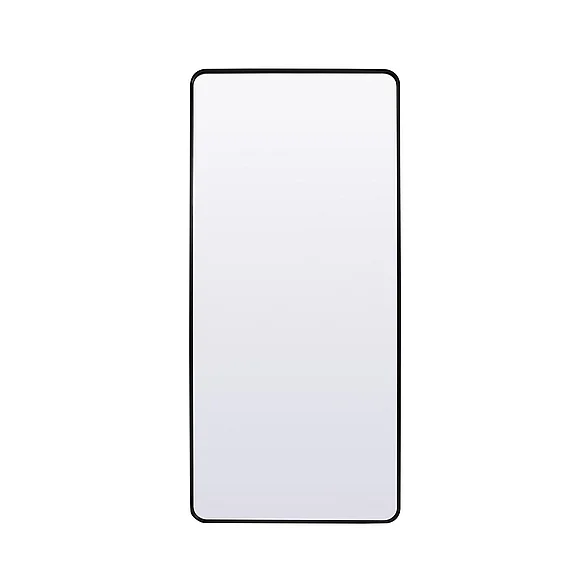 Elegant Soft Corner Metal Rectangle Mirror 32X72 In. in Black MR803272BK