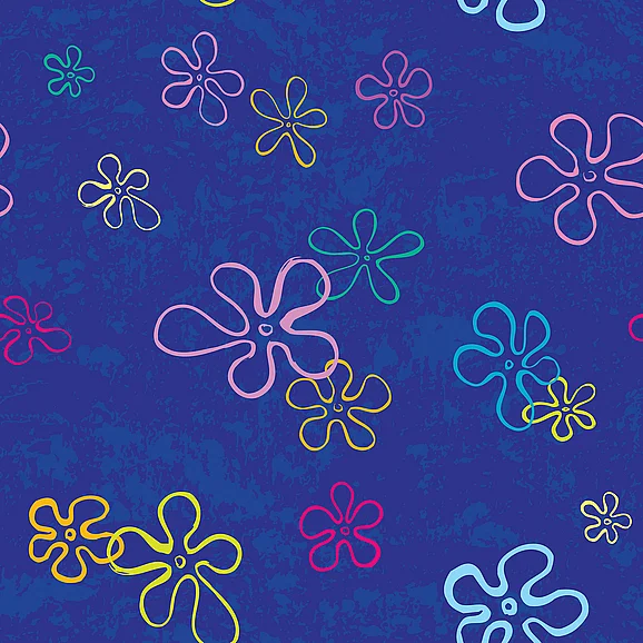 York RoomMates SpongeBob SquarePants Floral Blue Peel and Stick Wallpaper RMWS1369