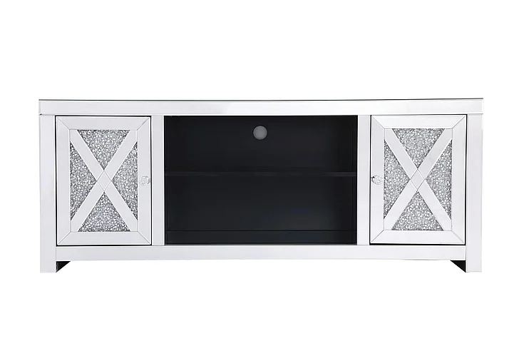 Elegant 59 In. Crystal Mirrored TV Stand MF9903