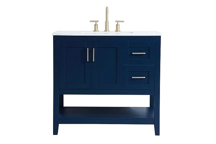 Elegant 36 In. Single Bathroom Vanity in Blue VF16036BL