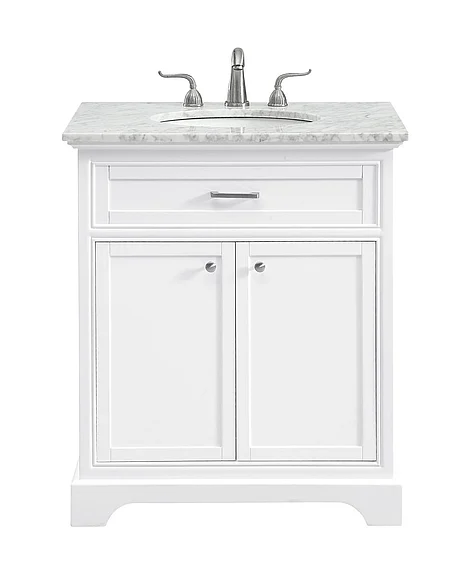 Elegant 30 In. Single Bathroom Vanity Set in White VF15030WH