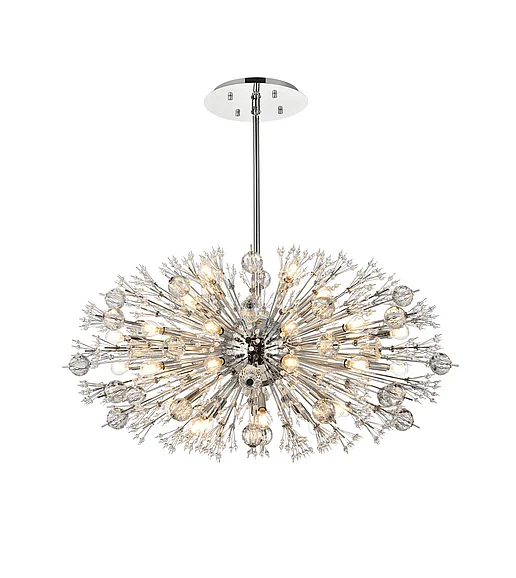 Elegant Vera 42 In. Crystal Starburst Oval Pendant in Chrome 2500D42C