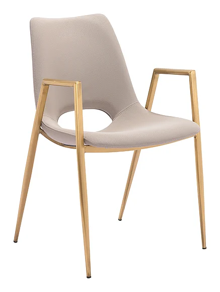 Zuo Modern Desi Dining Chair (Set of 2) Beige & Gold 109731