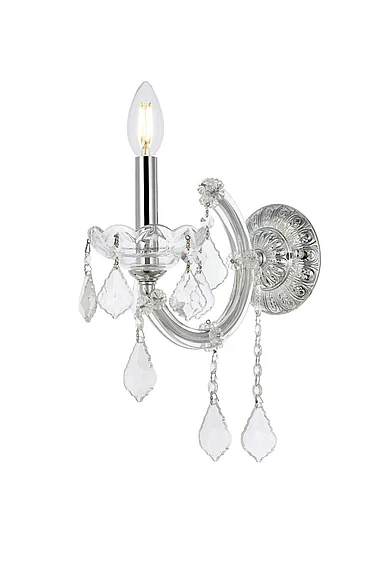 Elegant Maria Theresa 1 Light Chrome Wall Sconce Clear Royal Cut Crystal 2800W1C/RC