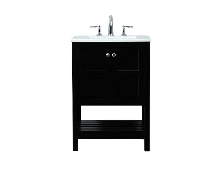 Elegant 24 In. Single Bathroom Vanity in Black VF16424BK