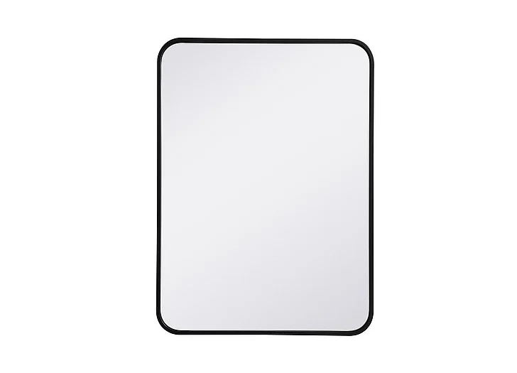 Elegant Soft Corner Metal Rectangular Mirror 22X30 In. in Black MR802230BK