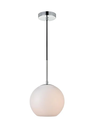 Elegant Baxter 1 Light Chrome Pendant with Frosted White Glass LD2207C
