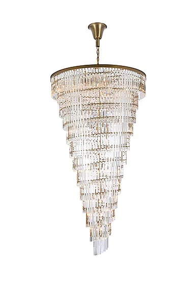 Elegant Sydney 48 In. Spiral Crystal Chandelier in Satin Gold 1201SR48SG/RC