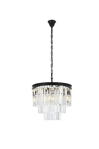 Elegant Sydney 9 Light Matte Black Chandelier Clear Royal Cut Crystal 1201D20MB/RC