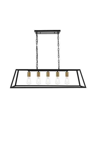 Elegant Resolute 5 Light Brass and Black Pendant LD4061D38BRB
