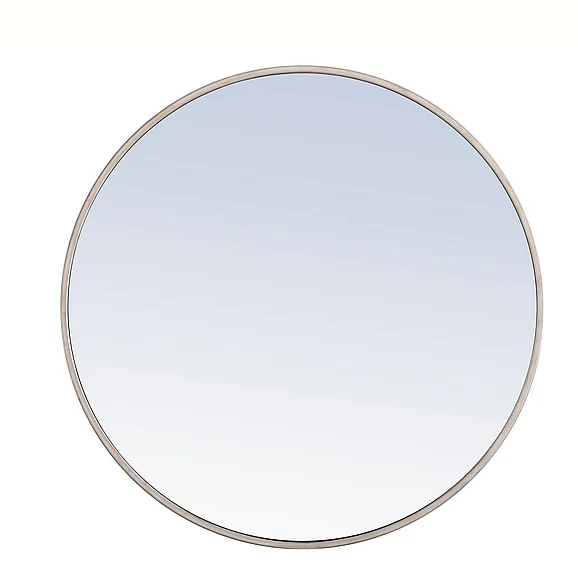 Elegant Metal Frame Round Mirror 28 In. Silver Finish MR4036S