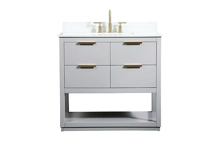Elegant 36 In. Single Bathroom Vanity in Grey with Backsplash VF19236GR-BS CLOSEOUT