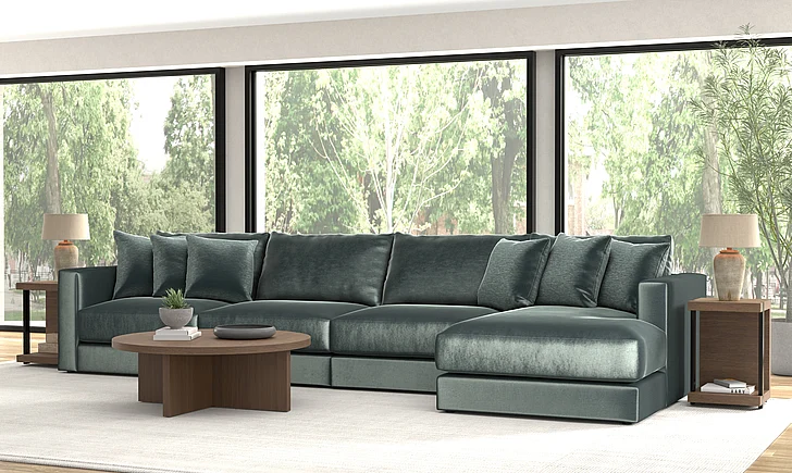 Jackson Remington 4-Piece RSF Chaise Sectional in Pine