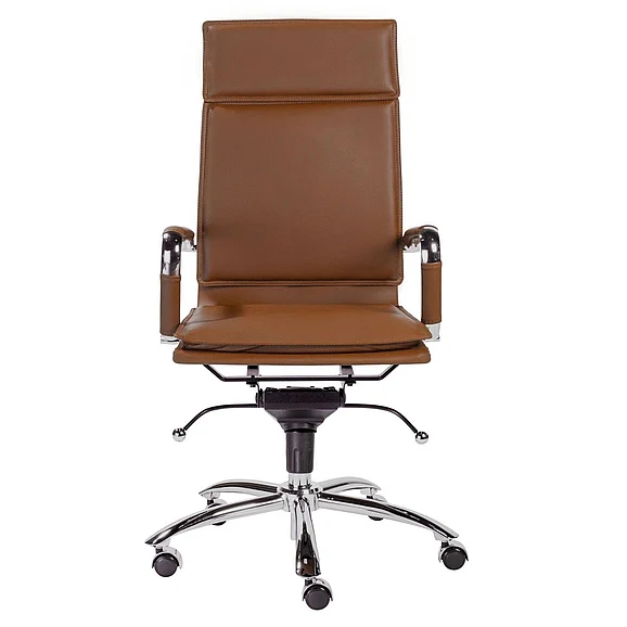 Euro Style Gunar Pro High Back Office Chair in Dark Caramel with Chrome Base 50010-DKCRML