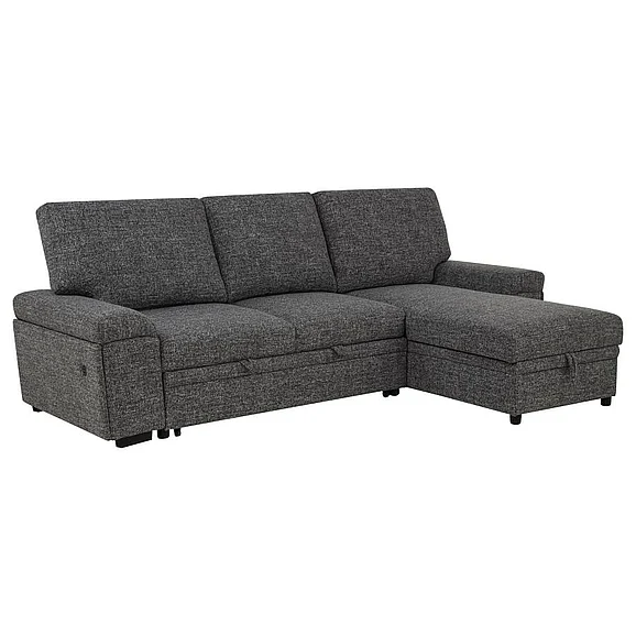 Coaster Demko Sleeper Sectional Sofa with Speaker and Storage Chaise in Granite 500355