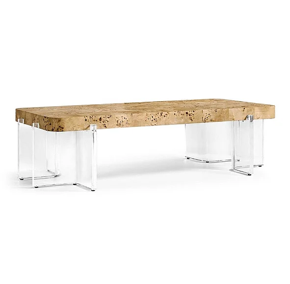 Jonathan Charles Veil Rectangular Cocktail Table in Natural Mappa Burl 500569-NMB
