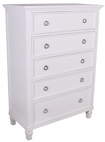 New Classic Tamarack 5-Drawer Chest in White BB044W-070 PROMO