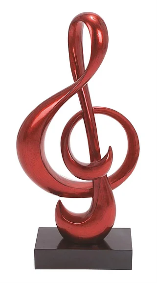 UMA Red Polystone Music Decorative Sculpture with Black Base, 15" x 7" x 33" | 50120