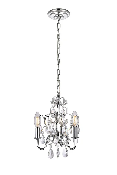 Elegant Kaede Collection Pendant D9.5 H12.2 LT:3 Chrome Finish LD5020D9C CLOSEOUT