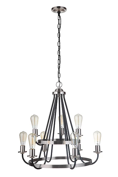Craftmade Randolph 9 Light Chandelier in Flat Black/Brushed Polished Nickel 50329-FBBNK CLOSEOUT