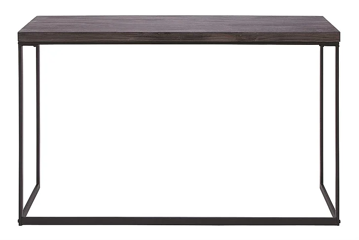 UMA Dark Brown Wood Minimalistic Living Room Console Table with Black Metal Legs, 52" x 18" x 33" | 50434