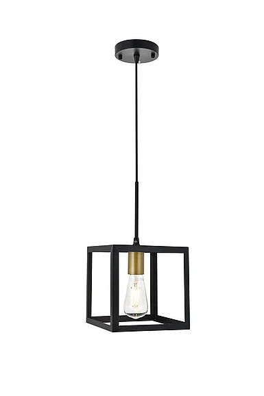 Elegant Resolute 1 Light Brass and Black Pendant LD4063D8BRB
