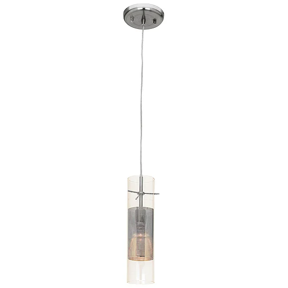 Access Lighting Spartan LED Pendant in Brushed Steel/Metal Mesh in Clear Glass 50525LEDDLP-BS/CLM