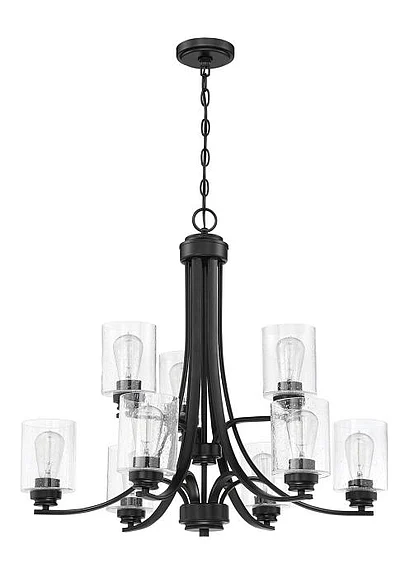 Craftmade Bolden 9 Light Chandelier in Flat Black 50529-FB