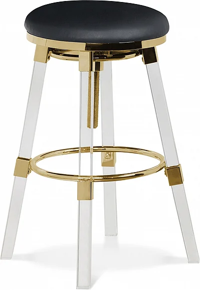 Meridian Venus Faux Leather Adjustable Bar | Counter Stool in Black Faux Leather 915Black-C