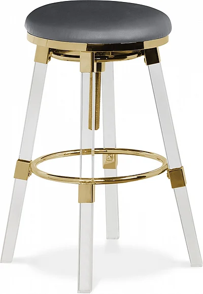 Meridian Venus Faux Leather Adjustable Bar | Counter Stool in Grey Faux Leather 915Grey-C