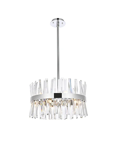 Elegant Serephina 20 In. Crystal Round Pendant Light in Chrome 6200D20C