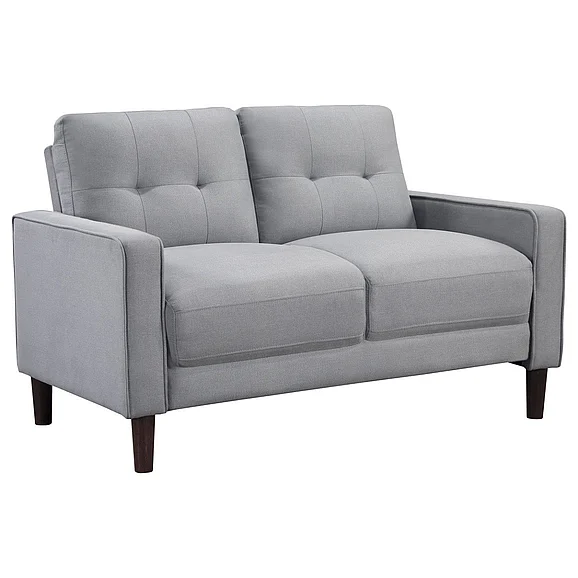 Coaster Bowen Upholstered Track Arms Tufted Loveseat Grey in Grey 506782
