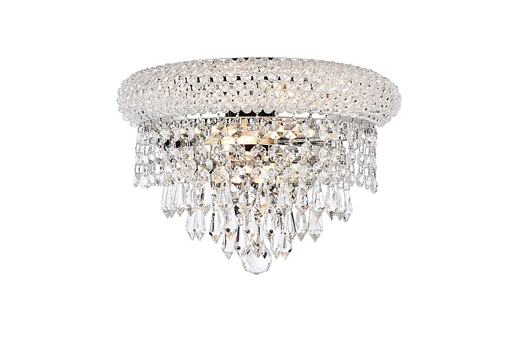 Elegant Primo 2 Light Chrome Wall Sconce Clear Royal Cut Crystal V1802W12C/RC