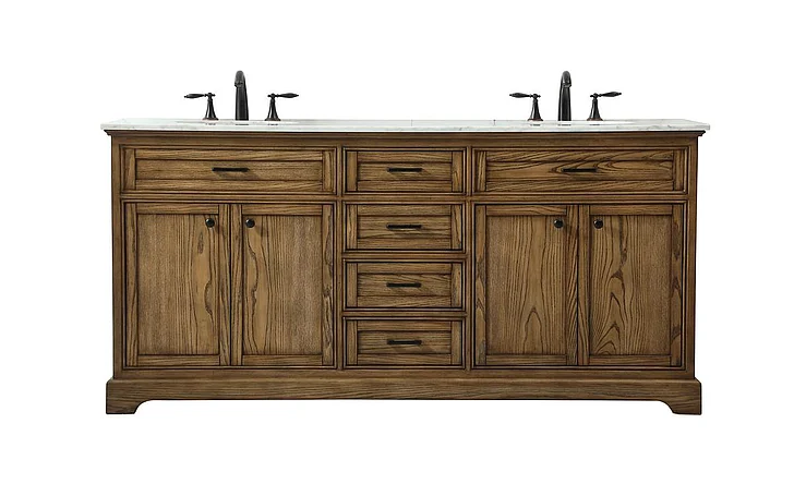 Elegant 72 In. Double Bathroom Vanity in Driftwood VF15072DDW