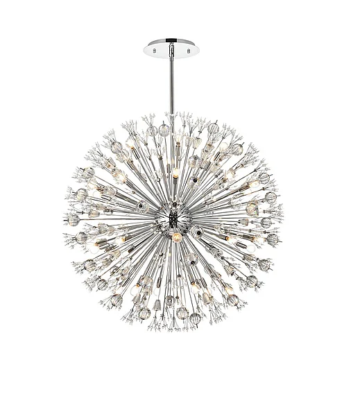 Elegant Vera 44 In. Crystal Starburst Round Pendant in Chrome 2500D44C