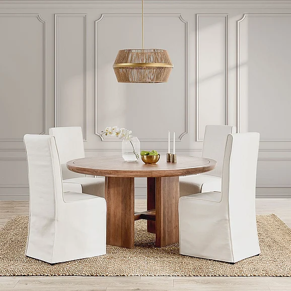 Classic Home Selena/Jordan 5pc 60" Round Dining Room Set in Umber